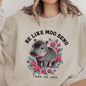 Moo Deng Sweater Moo Deng Merch Moo Deng Shirt Baby Hippo Moo Deng Gang Hippo Anime Kawaii Clothes Moodeng Shirt Hippo Bouncy Pork Moo Deng