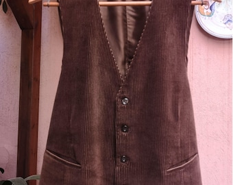 70s Vintage Brown Corduroy Waistcoat Mens Waistcoat Womens Waistcoat Dark Academia Clothing Layering Vest Vintage Vest Western Waistcoat