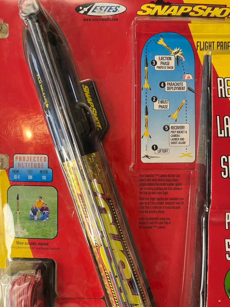 Vintage Estes Snapshot Flying Model Rocket Camera, Photos, 500 Ft Film