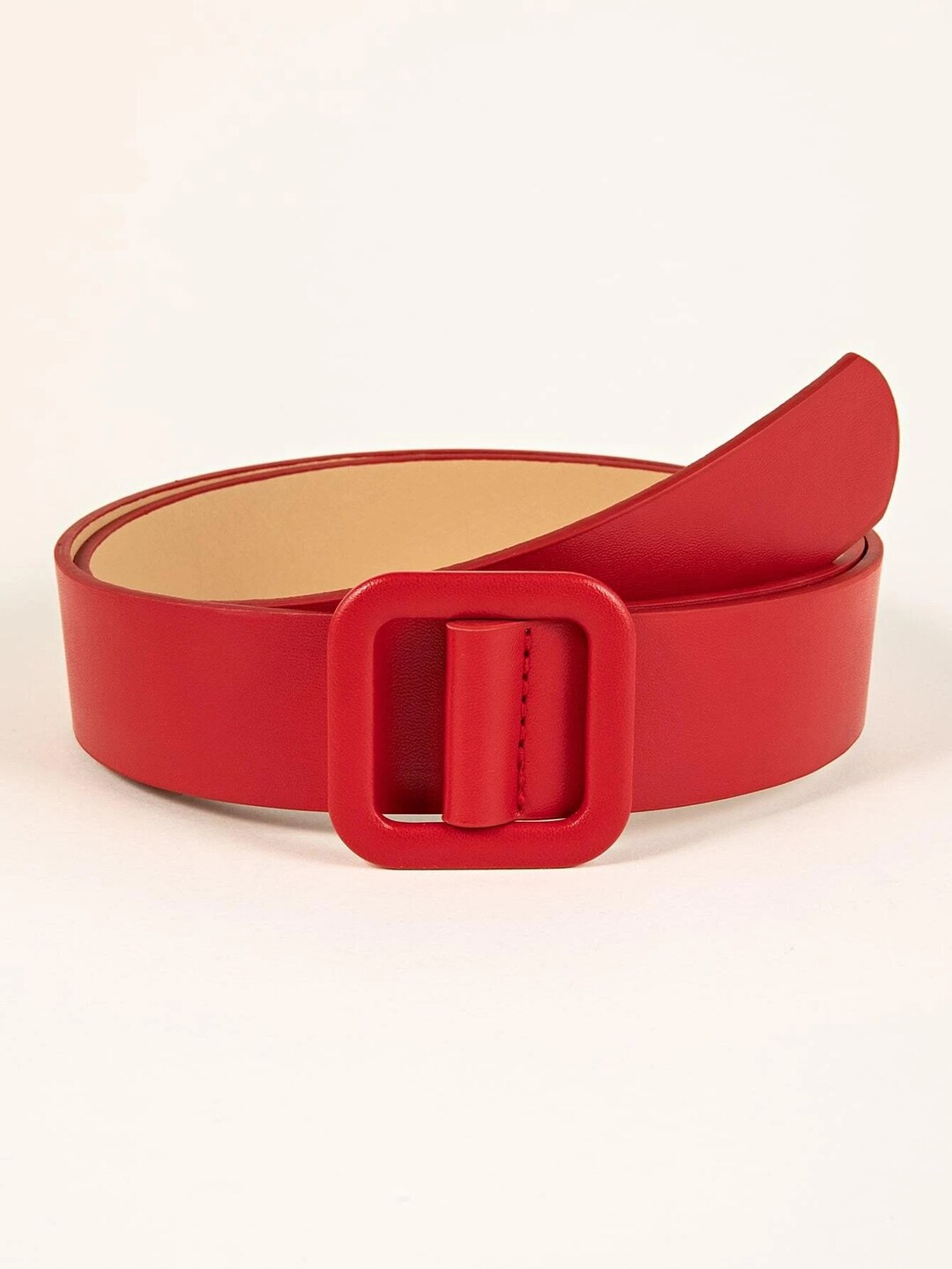 Red Leather Belt Square Buckle Belt Red Belt Red Dress Etsy
