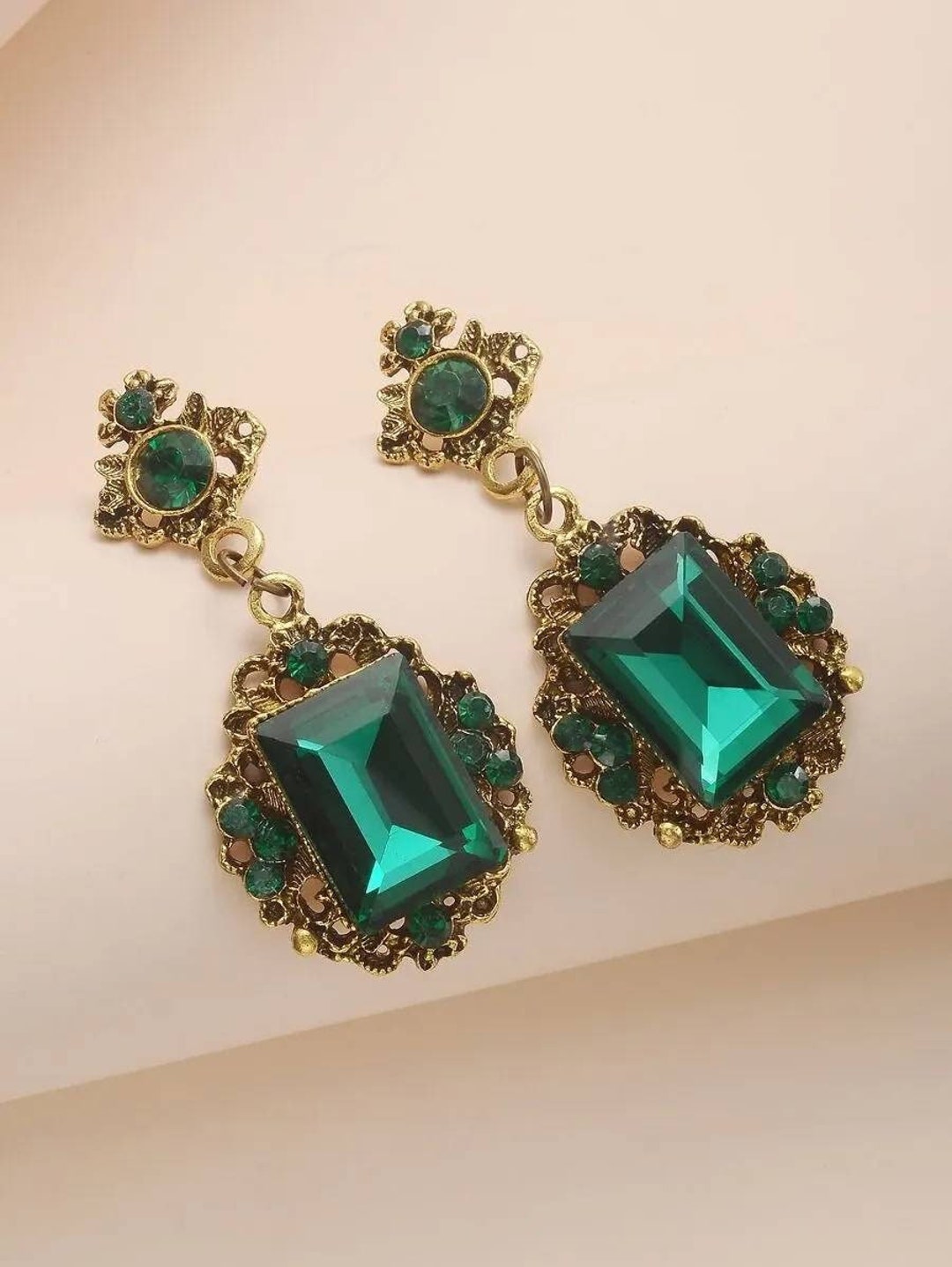 Classy Emerald Drop Earrings Emerald Earrings Emerald Green - Etsy