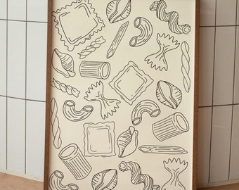 Pasta Print, Minimalist Kitchen Wall Art (Digital Download)