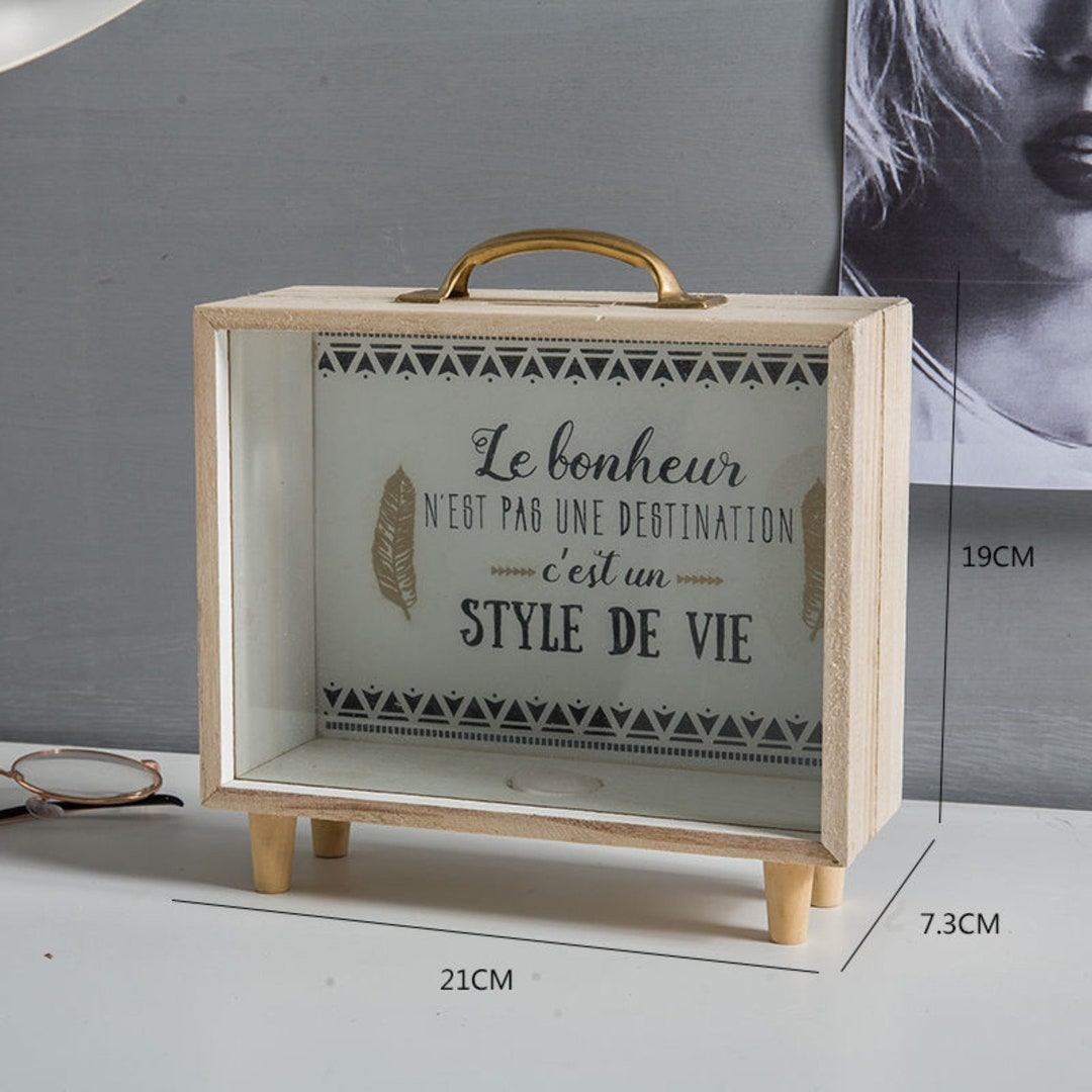 Wooden Glass Money Box Wooden Box for Saving Saving Box With Etsy