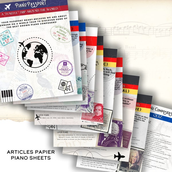PIANO PASSPORT — Teaching materials for Time Periods and Composers  — Suite of Piano Lesson Materials — Instant Download!