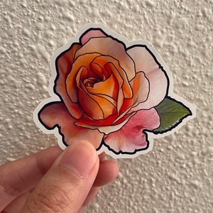 Scented Romantic Orange Pink Rose Sticker - Vinilo - Secret Garden Series
