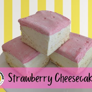 Aardbeiencheesecake Gourmet Marshmallows | Handgemaakte marshmallows | Zelfgemaakte ambachtelijke lekkernijen voor warme chocolademelk en s&#39;mores