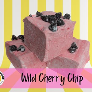 Wild Cherry Chip Gourmet Marshmallows | Handgemaakte marshmallows | Zelfgemaakte ambachtelijke lekkernijen voor warme chocolademelk en s&#39;mores