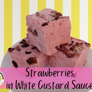Strawberries with White Custard Sauce Gourmet Marshmallows | Handcrafted Homemade Treats for Hot Chocolate and S&#39;mores