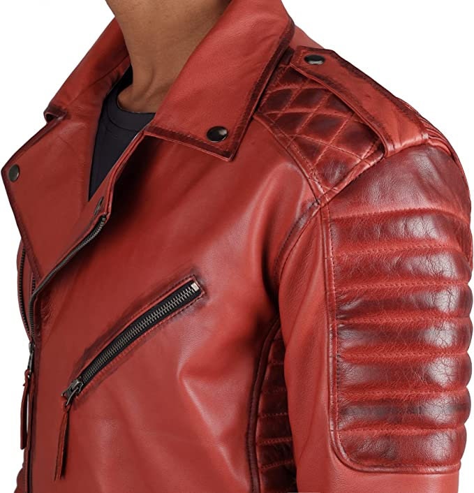 Men Fight Club Jacket Mens Red Leather Jacket Hand Made Real Etsy