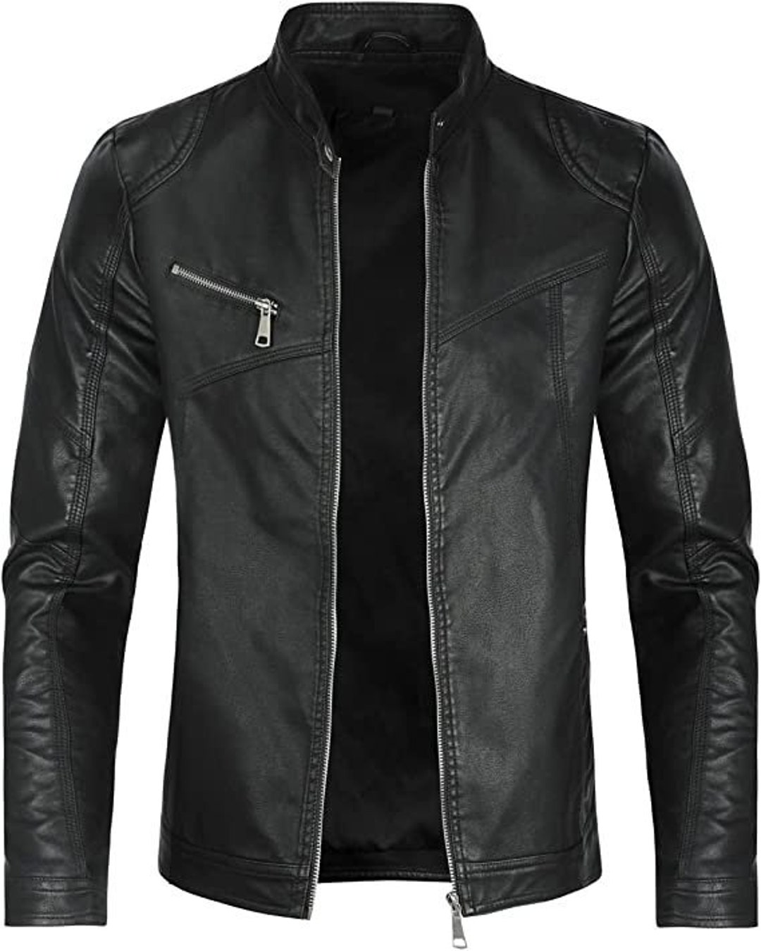 Mens Black Leather Jacket Men's Casual Leather Jackets Etsy