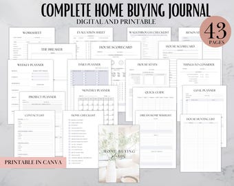 Ultimate Home Buying Planner, Printable Home Owner Planner, Printable Planners, Canva Template, Digital Planners, First Time Home Buyer