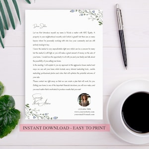 Carta al propietario de una vivienda / Marketing para propietarios de viviendas / Cartas inmobiliarias / Plantilla de carta de oferta de vivienda / Plantilla sencilla para vendedores potenciales de bienes raíces