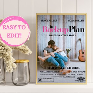 Cartel de película con anuncio de embarazo con plan B / Anuncio divertido de embarazo / Anuncio en redes sociales / Anuncios personalizables