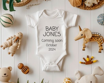 Customizable Baby Bodysuit Pregnancy Announcement | Social Media Reveal (Digital)