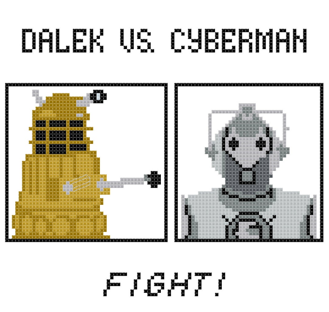 Dalek VS. Cyberman Cross Stitch Pattern *PATTERN ONLY* - Etsy
