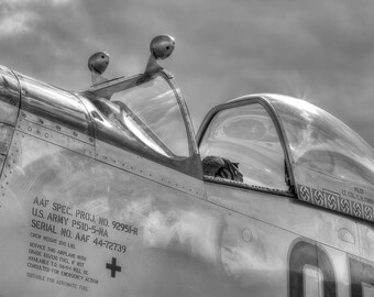 Black and White Fine Art Photography print of a P-51 Mustang