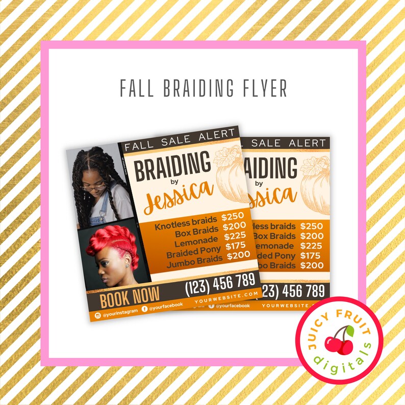 DIY Hair Braiding Flyer - Braids Hair Salon Flyer - Braid Business ...
