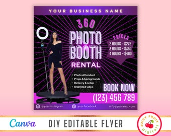 360 Photo Booth Rental Flyer - DIY Editable Canva Template - Social Media Flyer - Canva Template - DIY Flyer - SFS36003