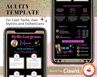 Modelo Acuity Design de site de agendamento de Lash Tech, cabeleireiro ou esteticista - Design de site de agendamento Acuity - modelo de beleza de agendamento on-line