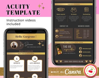 Design de site de agendamento Acuity, trança, tecnologia Lash, tecnologia de unhas, cabeleireiro ou esteticista - Ouro - modelo para site de agendamento Acuity
