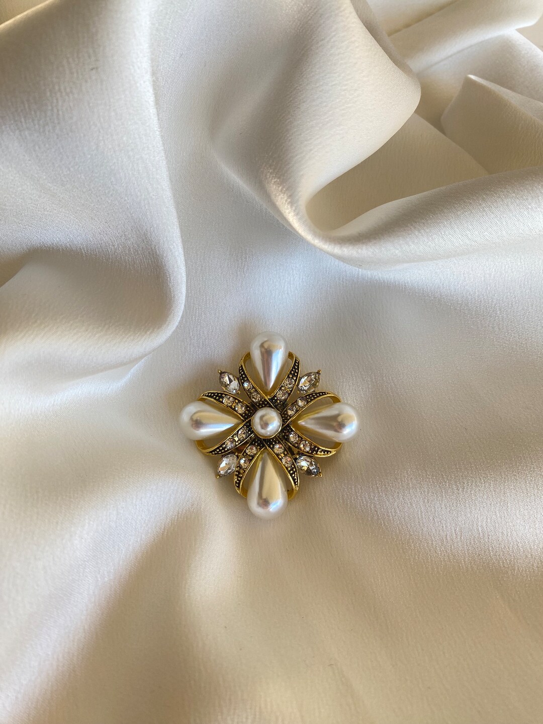 Vintage Gold Pearl Celtic Cross Brooch Baroque Luxury Brooch Gift for ...