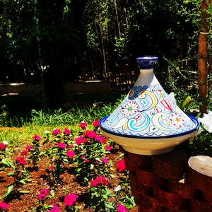 Moroccan Ceramic Serving Tagine-Traditional Pottery Tagine-Hand Painted Serving Dish-Moroccan Tagines-Tangine-Clay Tagine For Serving Meals