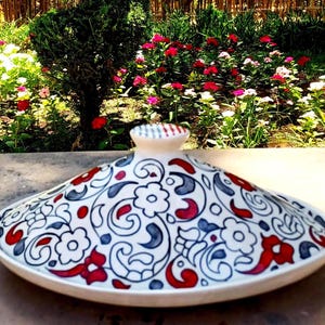 Handmade Ceramic Oval Moroccan Tagine-Ceramic Serving Dish-Moroccan Oval Plate-Moroccan Pottery Tagine For Delicious Meals-Clay Oval Tagine