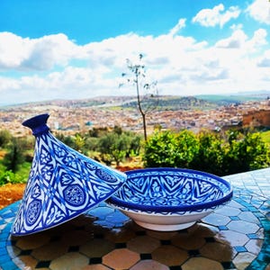 Moroccan Ceramic Serving Tagine-Traditional Pottery Tagine-Hand Painted Serving Dish-Moroccan Tagines-Tangine-Clay Tagine For Serving Meals