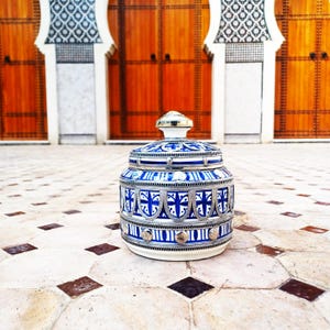 Unique Ceramic Storage Box Inlaid with Nickel Silver-Jewelry Storage Box-Gift For Mom-Handcrafted Ceramic Canister-Ceramic Candy Jar