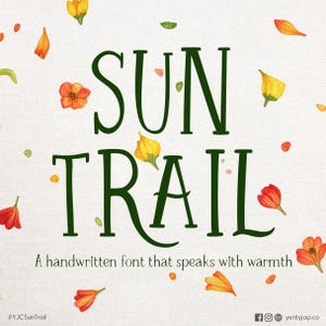 YJC Sun Trail Font - Playful font, Bold font, Bubble font, Groovy font, Chunky font, Fun font, Retro font for DIY Crafts & Creative Projects