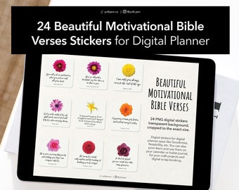 24 Beautiful Motivational Bible Verses Digital Stickers / Bible Scripture Digital Stickers / Christian Scriptures /Goodnotes Planner Sticker