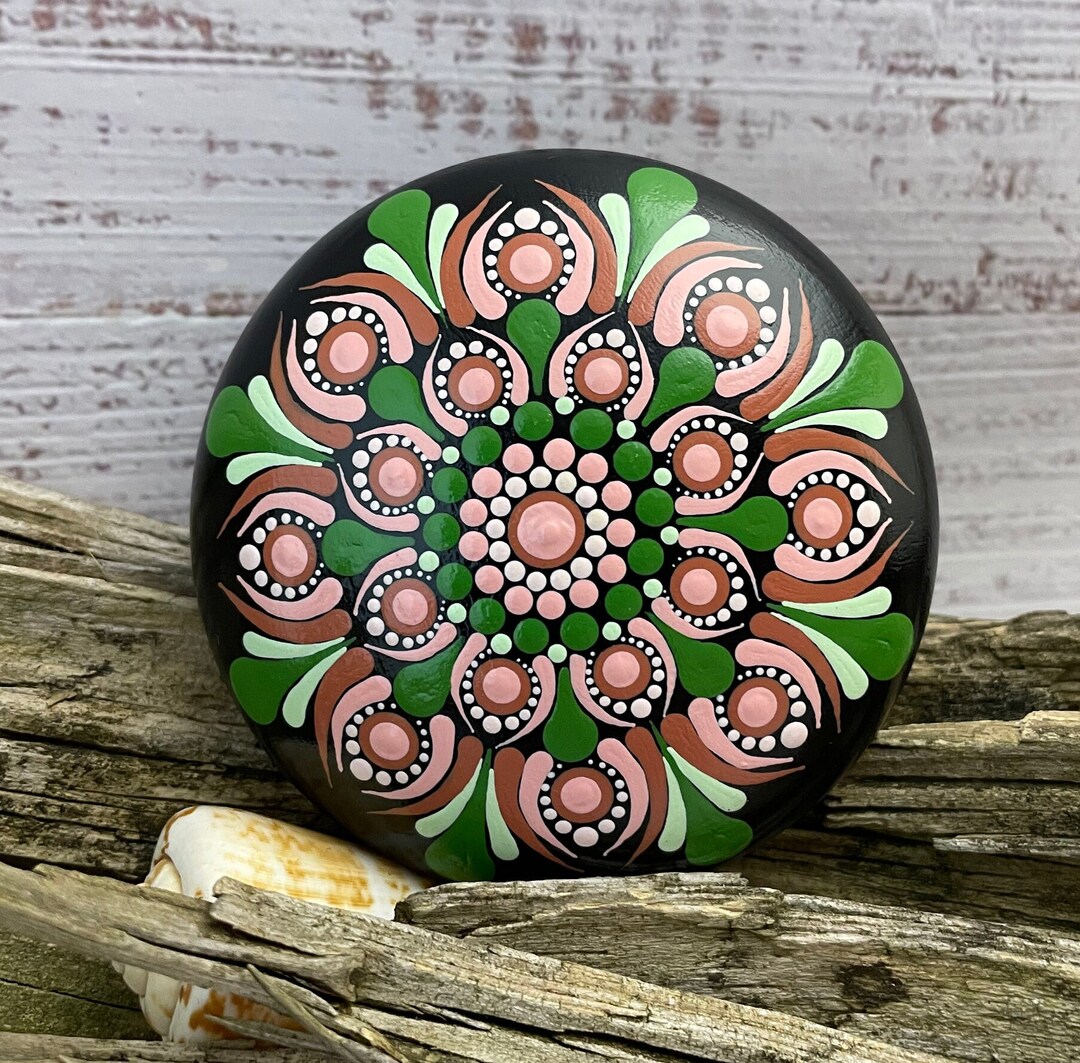 Dot Art Mandala Stone Paperweight Hand Painted Rock Mandala