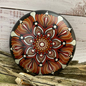 Dot Art Mandala Stone Hand Painted Rock Paperweight Mandala Meditation Large Stones