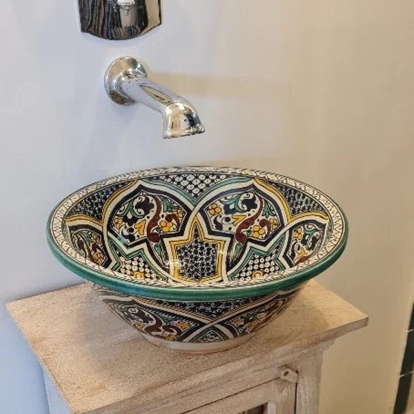 Fregaderos marroquíes: una adición única y elegante a su hogar, fregadero de cerámica, fregadero marroquí, cerámica hecha a mano, lavabo de lavado hecho a mano