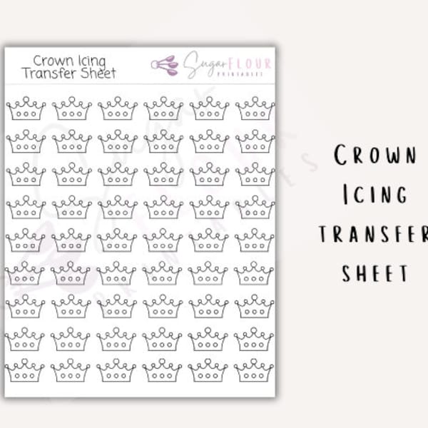 Crown Royal Icing Transfer Sheets | Royal Icing Template | Royal Icing Design | Crown Template