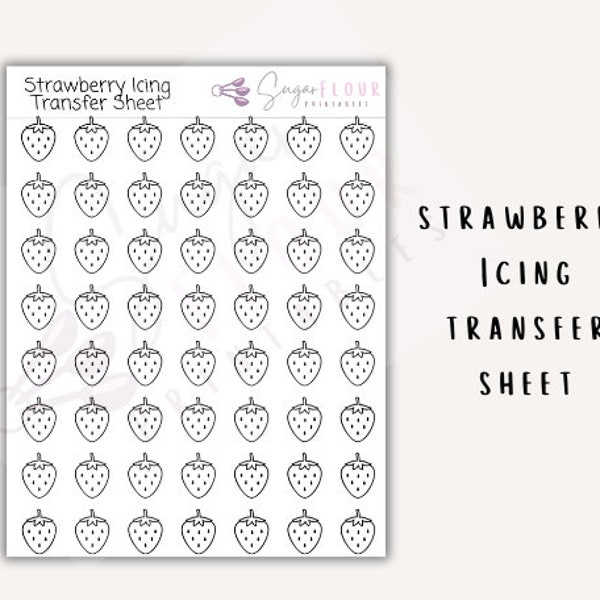 Strawberry Royal Icing Transfer Sheets | Royal Icing Template | Royal Icing Design | Strawberry Template