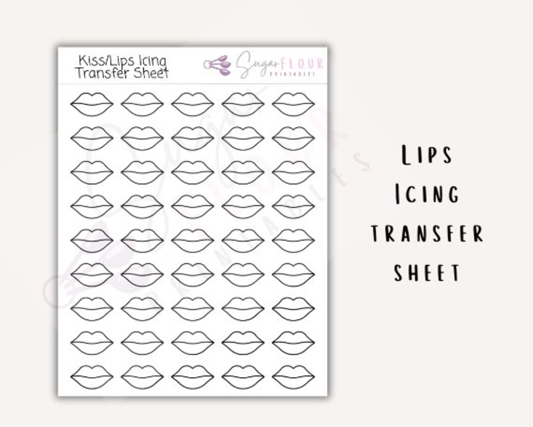 Lips Royal Icing Transfer Sheets Royal Icing Template Royal Icing