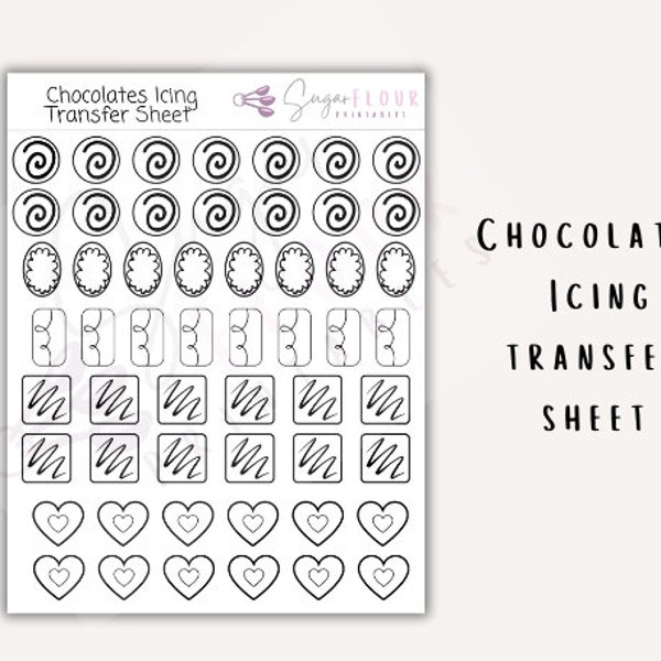 Chocolates Royal Icing Transfer Sheets | Royal Icing Template | Royal Icing Design | Chocolate Template