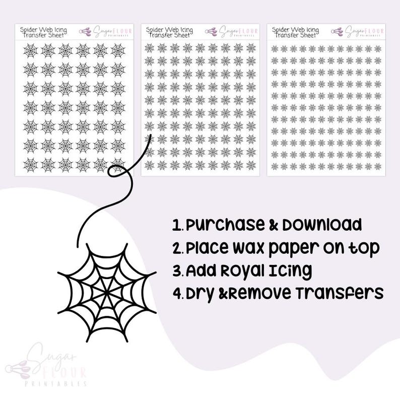Spider Web Royal Icing Transfer Sheets | Royal Icing Template | Royal ...