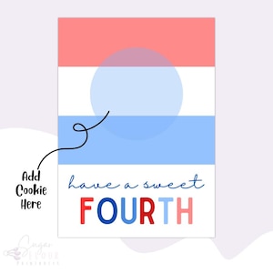 Carte Bon quatrième cookie – 5 x 7 et 3,5 x 5 pouces | Carte à biscuits imprimable | Carte-cadeau | Fête de l'indépendance | 4 juillet