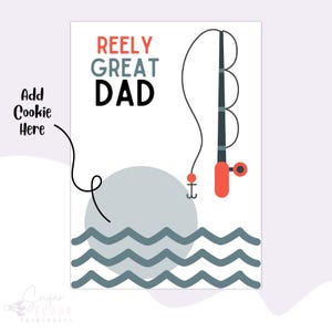Reely Great Dad Cookie Card – 5 x 7 en 3,5 x 5| Afdrukbare koekjeskaart | Cadeaubon | Vaderdag