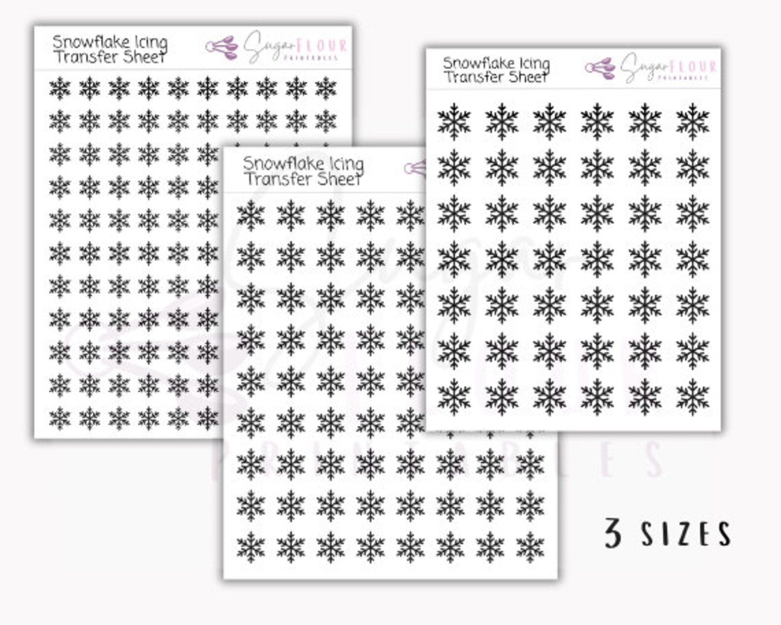 Snowflake Royal Icing Transfer Sheets Royal Icing Template Royal Icing
