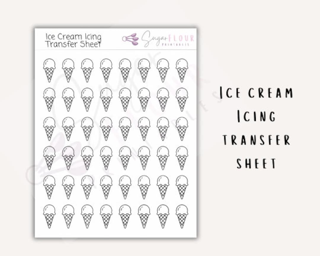 Ice Cream Royal Icing Transfer Sheets Royal Icing Template Royal Icing