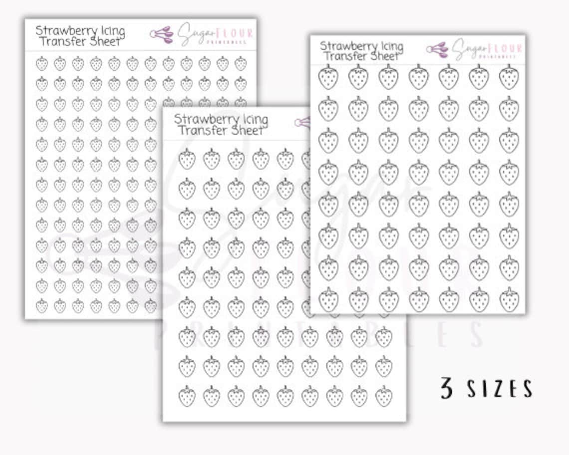 Strawberry Royal Icing Transfer Sheets Royal Icing (Instant Download