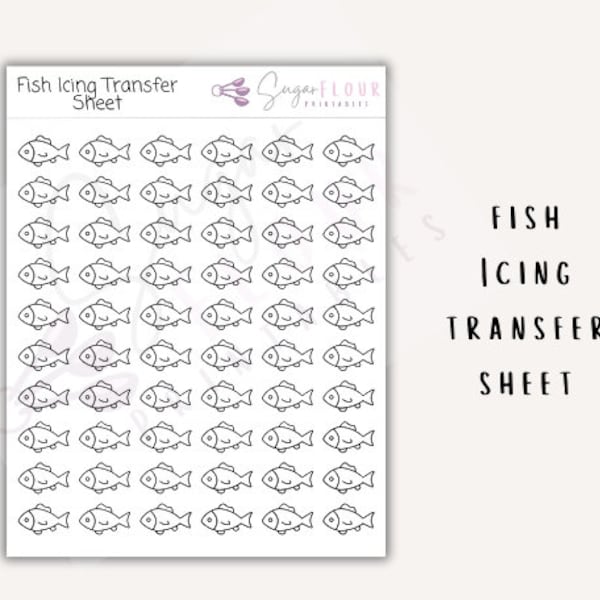 Fish Royal Icing Transfer Sheets | Royal Icing Template | Royal Icing Design Fish Template