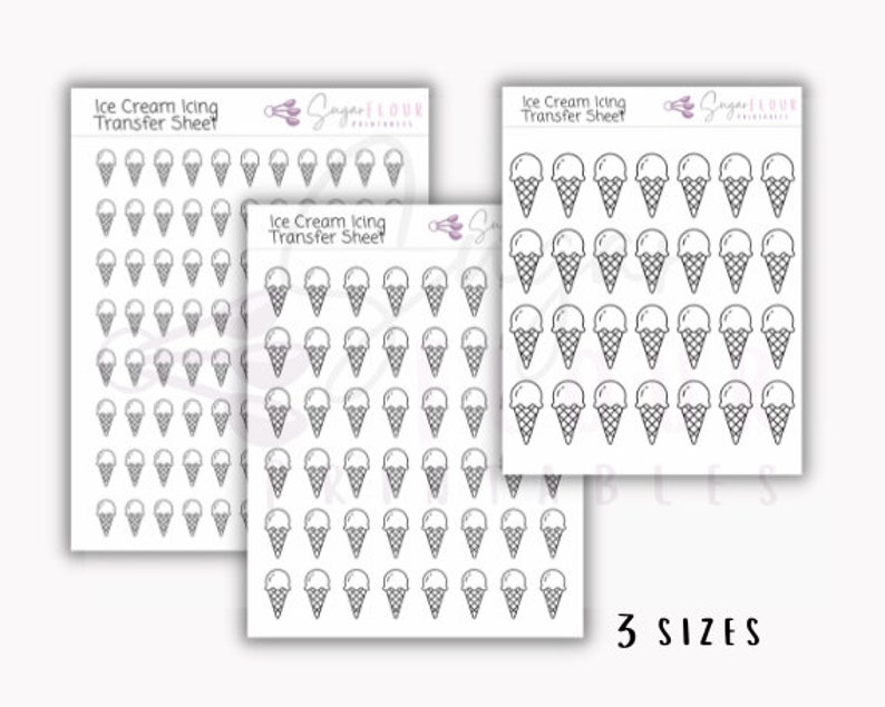 Ice Cream Royal Icing Transfer Sheets Royal Icing Template Etsy