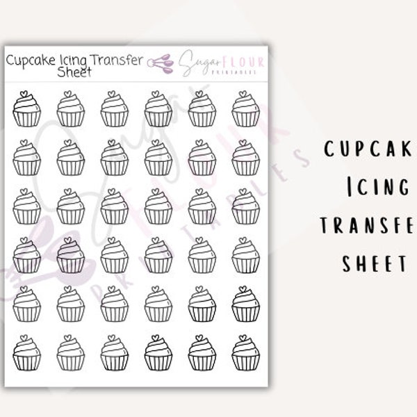 Cupcake Royal Icing Transfer Sheets | Royal Icing Template | Royal Icing Design | Cupcake Template