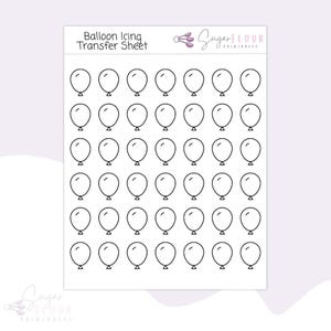 Ballon Royal Icing-transfervellen | Royal icing-sjabloon | Royal icing-ontwerp | Ballonsjabloon