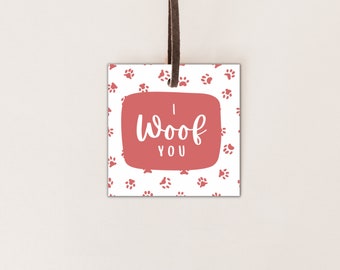 2” & 2.5” I Woof You Tag| Printable Gift Tag | Cookie Tag | Valentine’s Day Tag | Square Tag