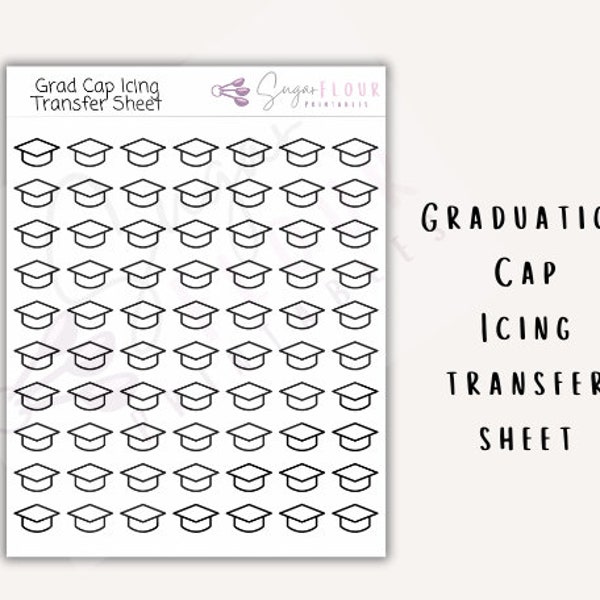 Graduation Cap Royal Icing Transfer Sheets | Royal Icing Template | Royal Icing Design | Grad Cap Template